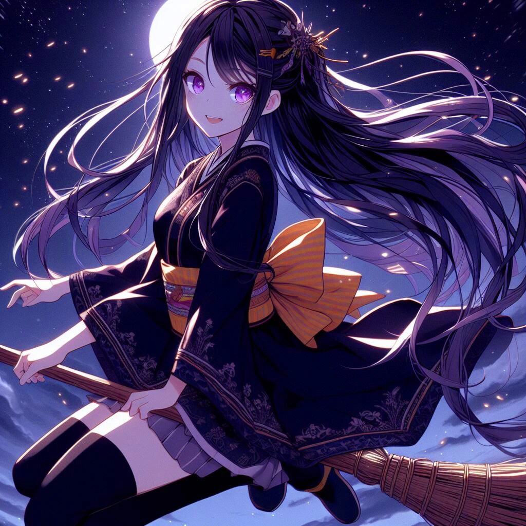 魔法で夜空を飛ぶ、魔女なうちの子★(10枚)