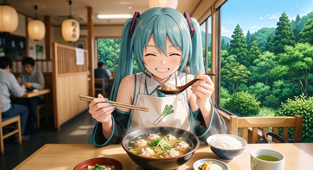 今日のお昼はつみれ汁です