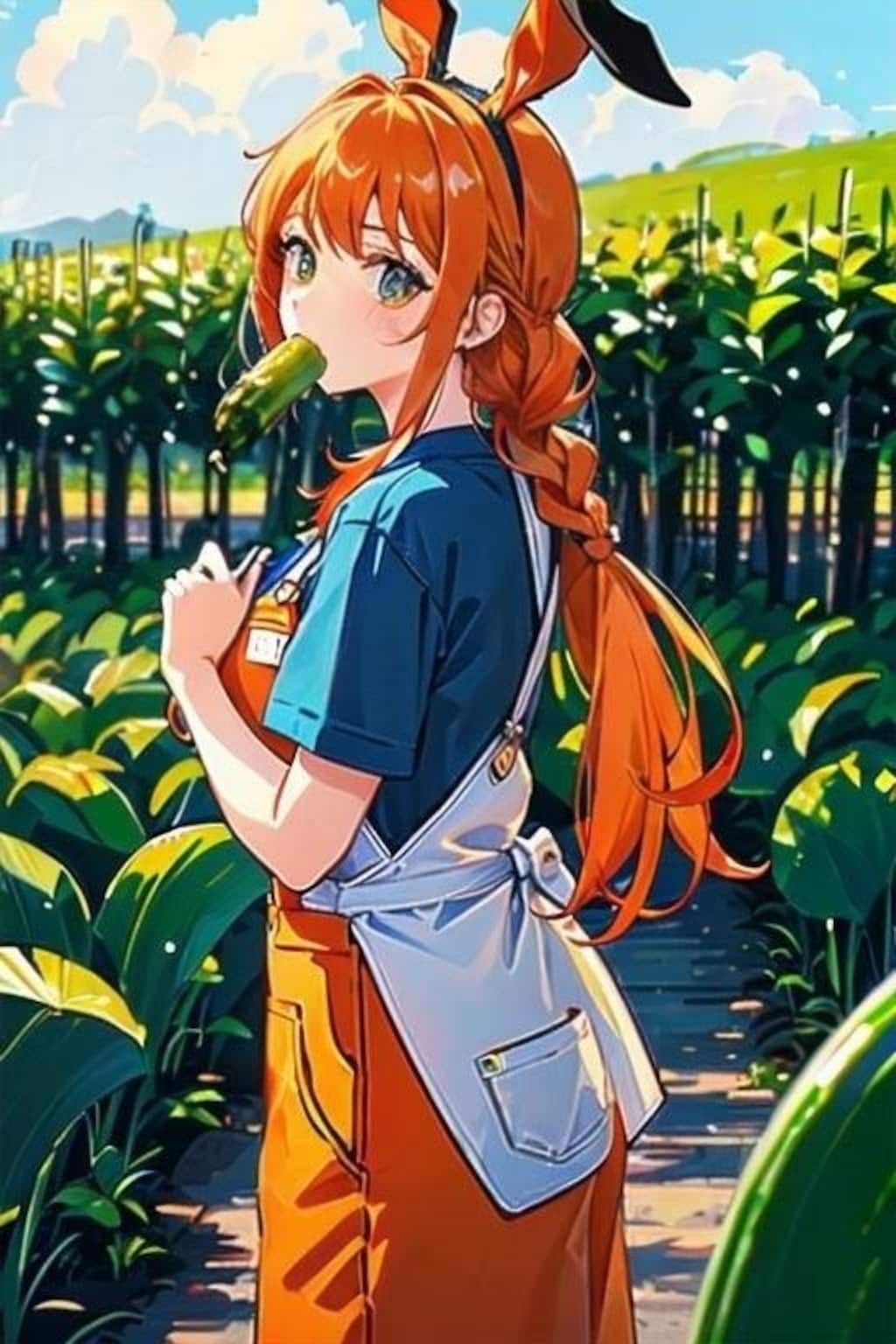 キュウリ食する