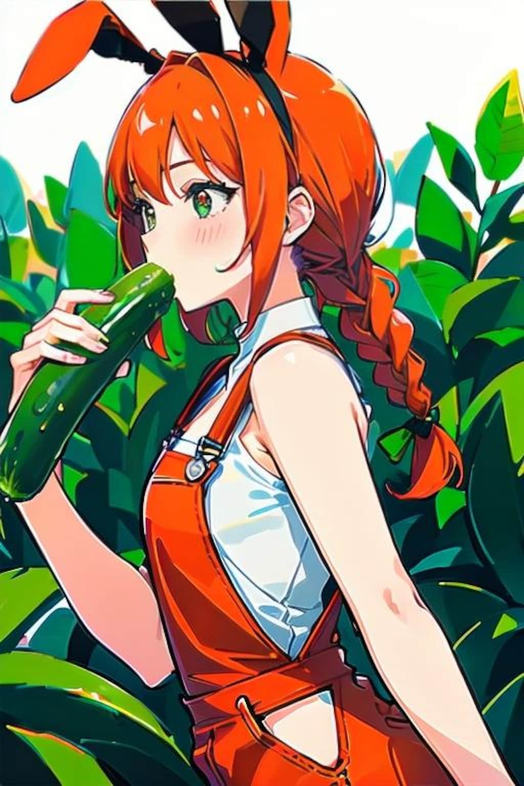 キュウリ食する