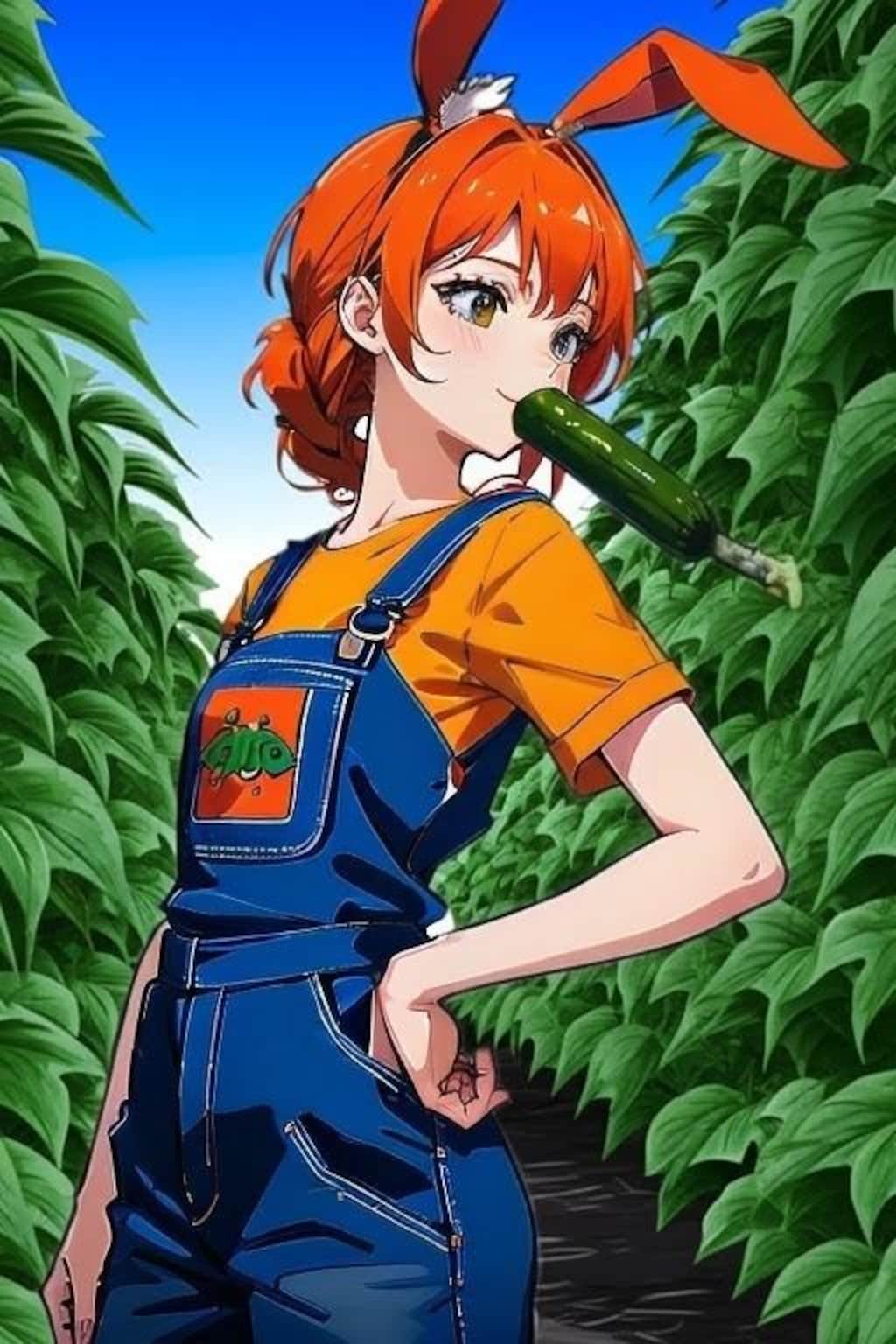 キュウリ食する