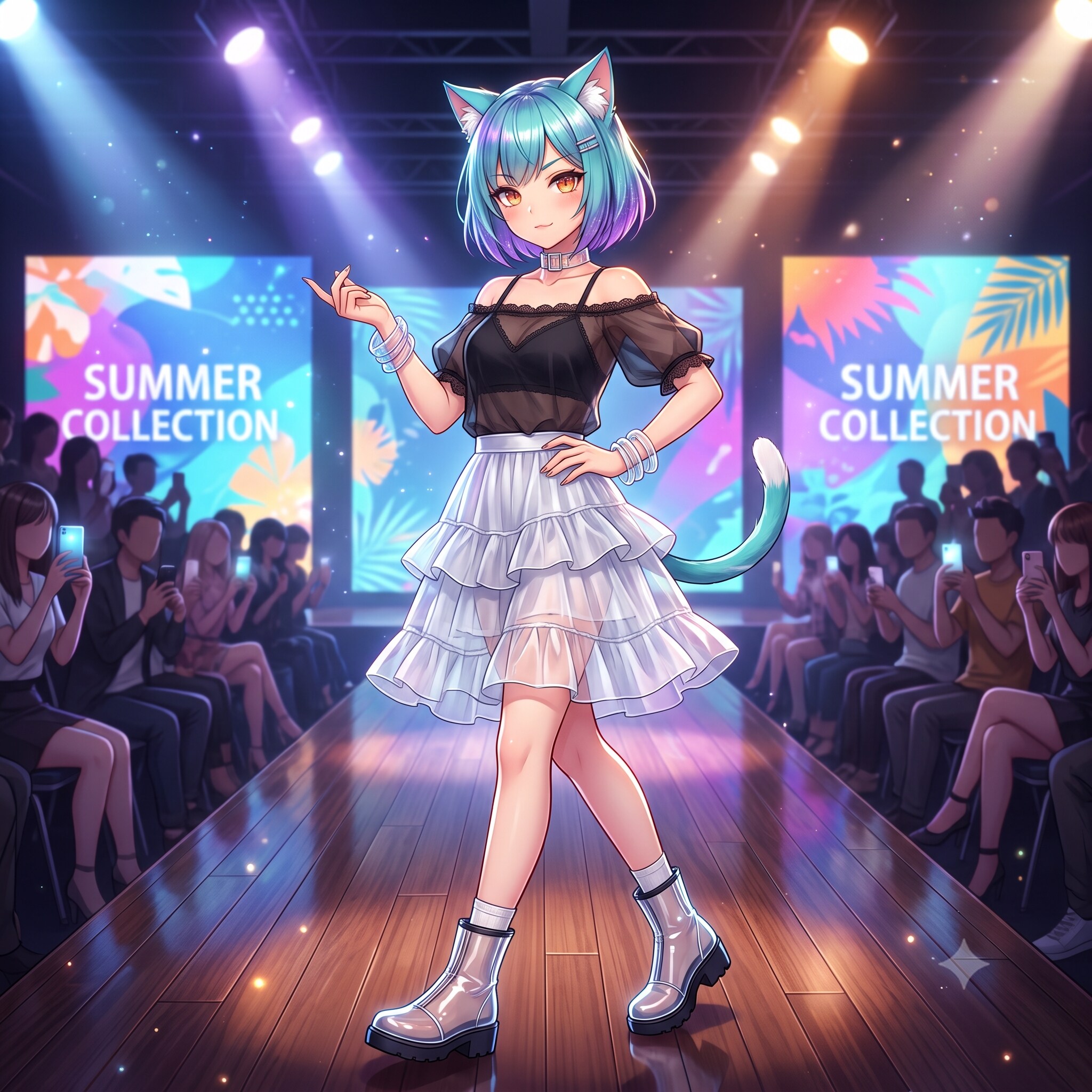 夏のファッションショー　ミケちゃん🐱