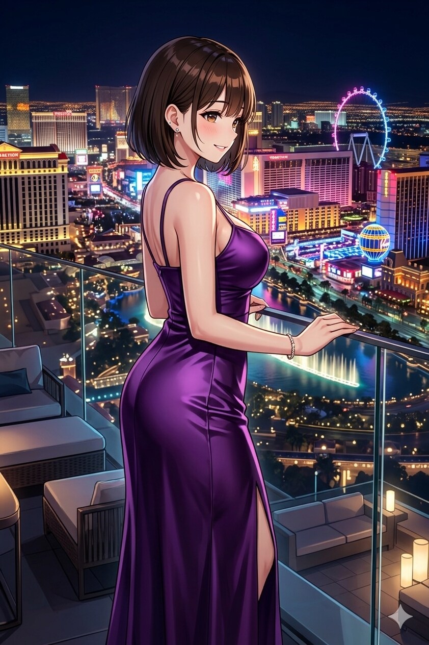 ラスベガスの夜景とアキちゃん | の人気AIイラスト・グラビア