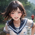 雨の中を走る少女 10枚目