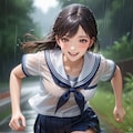 雨の中を走る少女 6枚目