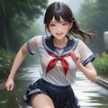 雨の中を走る少女 11枚目
