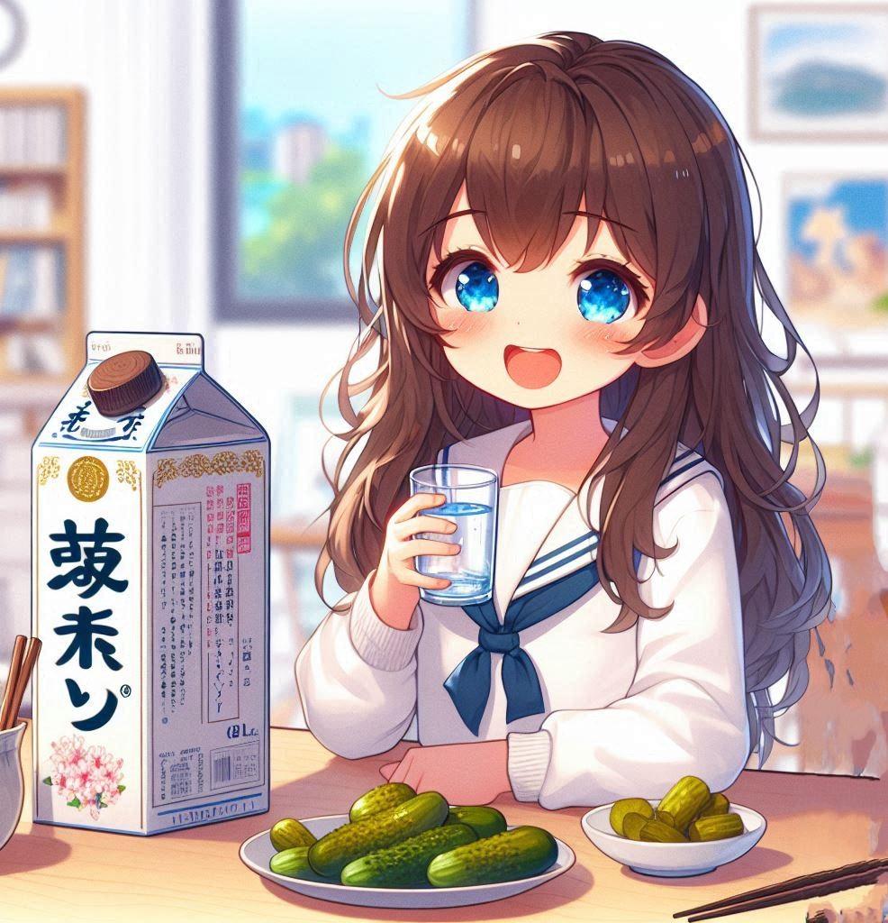 大きな紙パックと小さな女の子