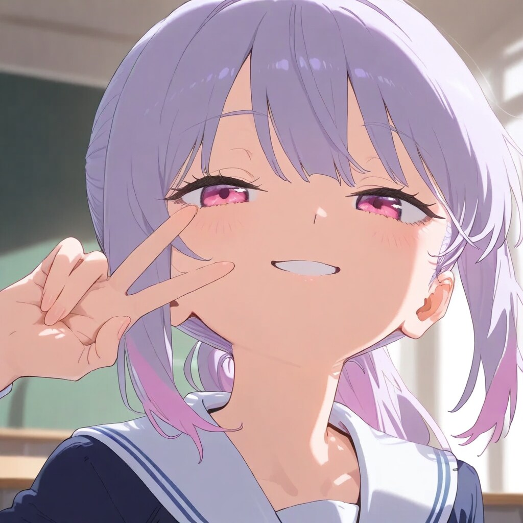 挑発的な紫髪ポニテちゃん | の人気AIイラスト・グラビア