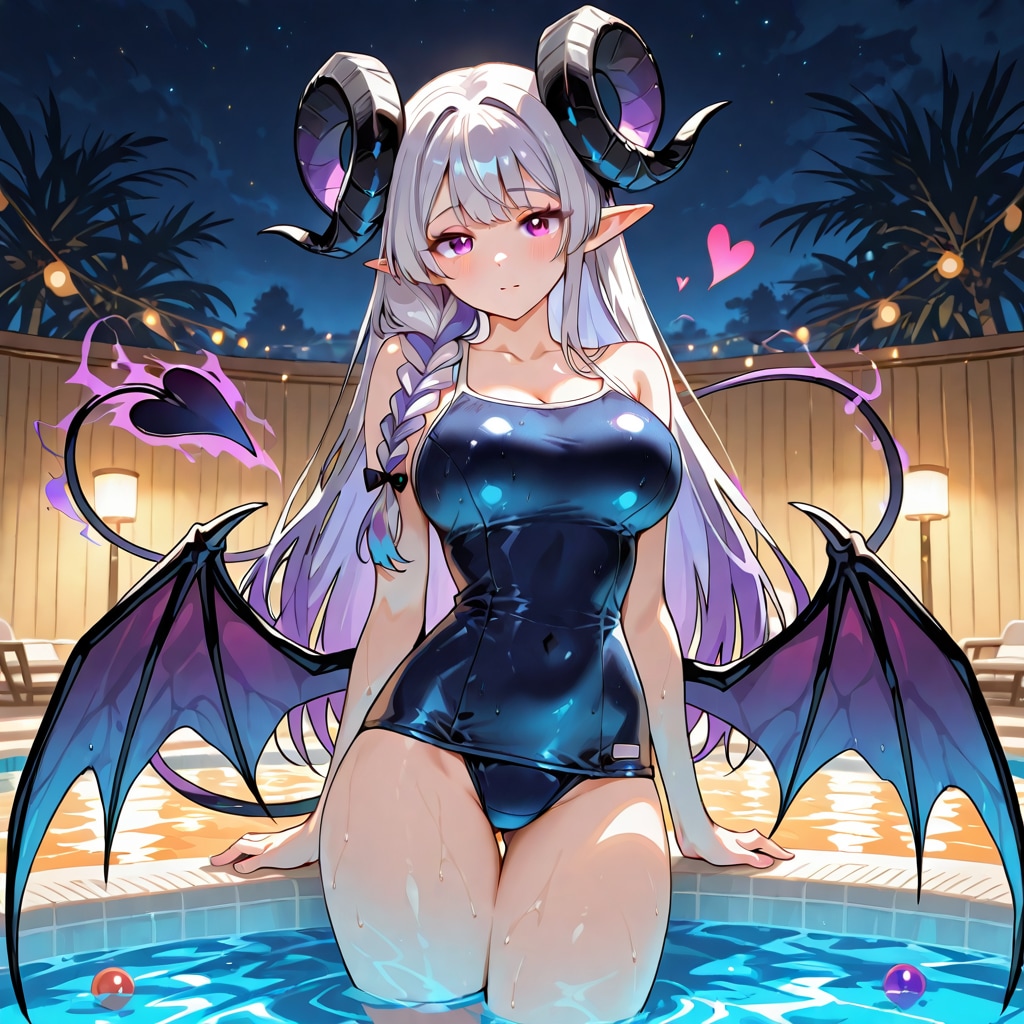サキュバスさんとナイトプール | の人気AIイラスト・グラビア