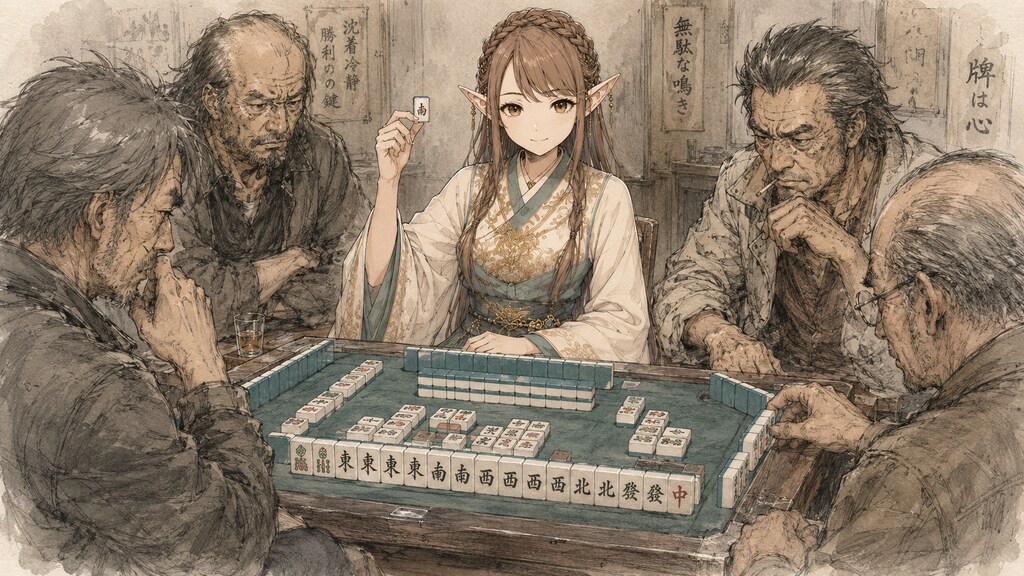 5人打ち麻雀 (やさぐれエルフ19)