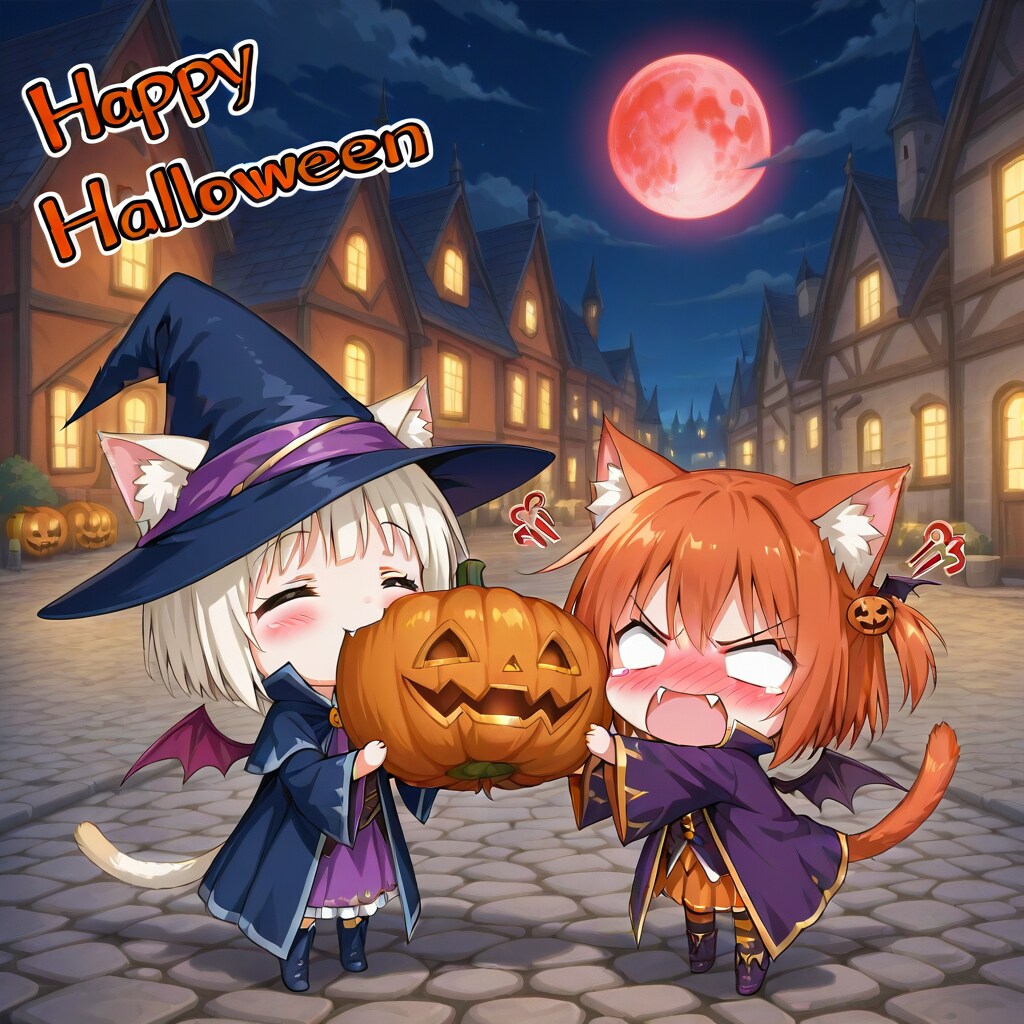 しゅりょうほんのうが働き、ついカボチャを捕まえてしまうねこ‼️