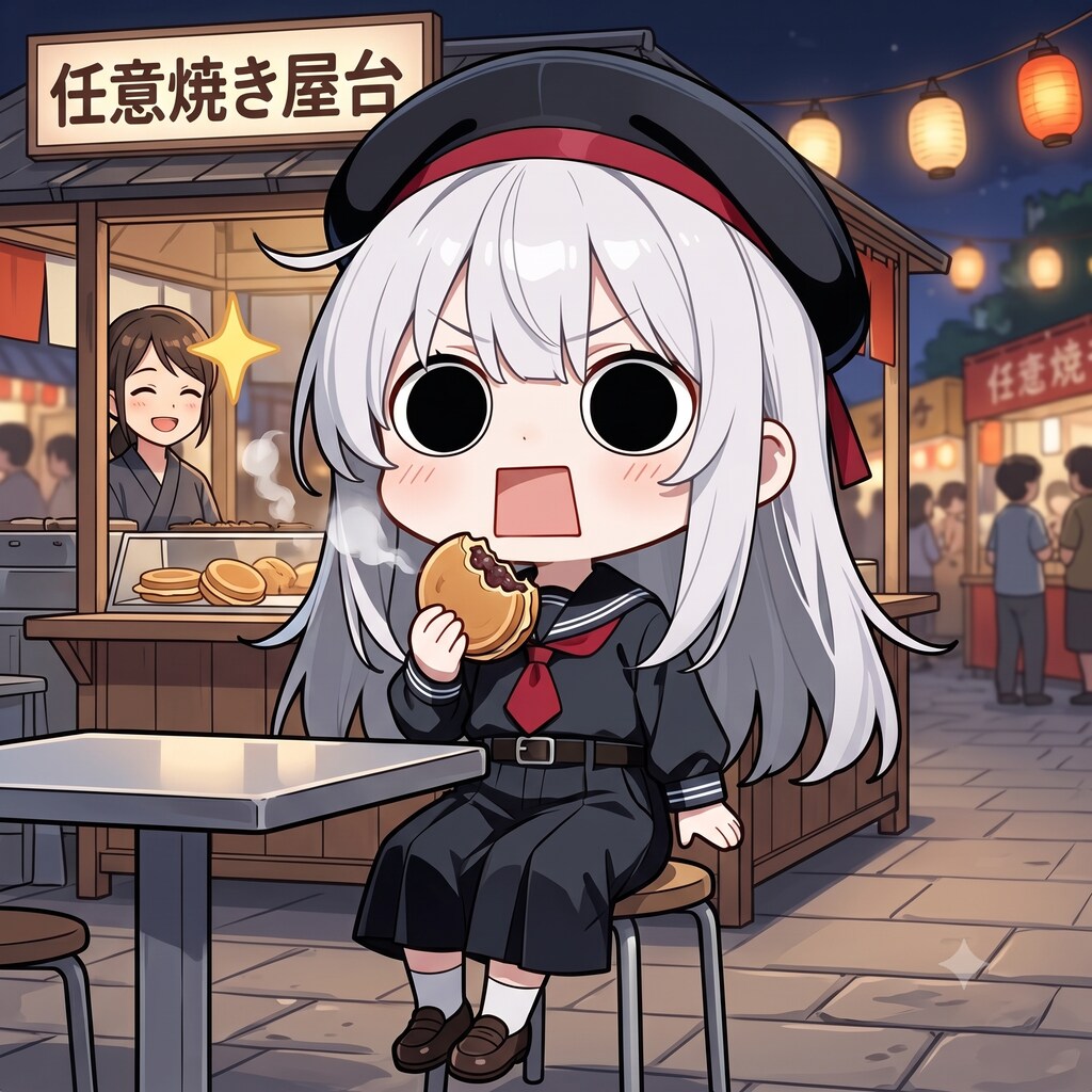 屋台仕事の賄いで任意焼きを頂くえらいこっちゃ嬢