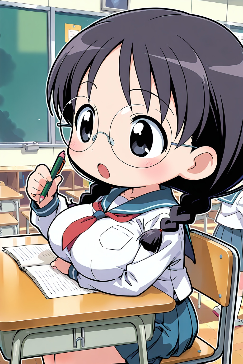 勉強のおさげちゃん