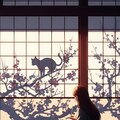 梅咲やせうじに猫の影法師 3枚目
