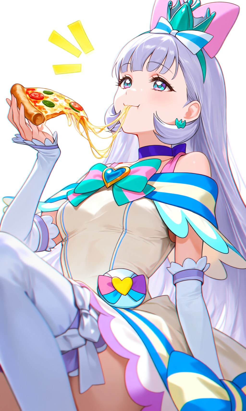 ピザ食べるニャミー