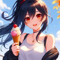 アイスクリームと、黒髪ポニーテール少女＊(2枚) 2枚目