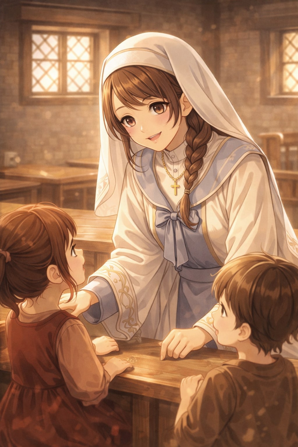 孤児院で子供の面倒を見るシスター | の人気AIイラスト・グラビア