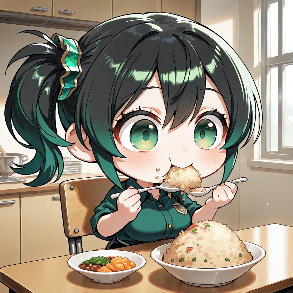 チャーハンを食べる幸乃ちゃん