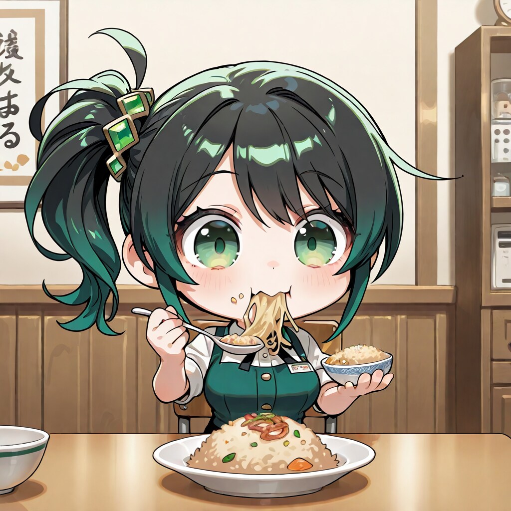 チャーハンを食べる幸乃ちゃん