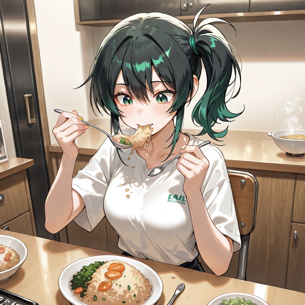 チャーハンを食べる幸乃ちゃん