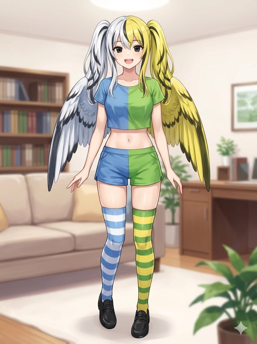 ハーフサイダーセキセイインコ(室内で靴を履くな)