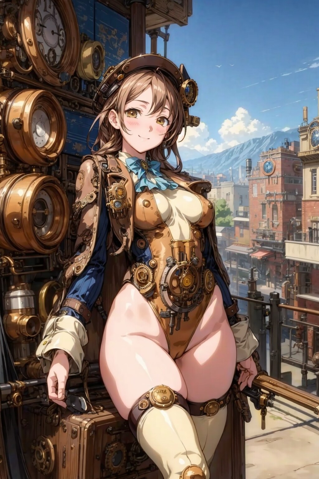 スチームパンク仕様のハイレグレオタード美少女