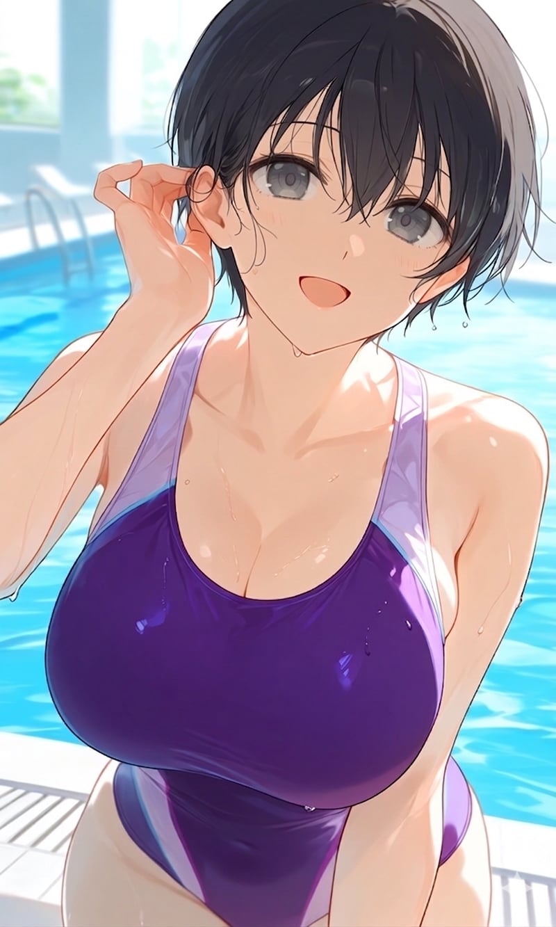 競泳水着を着た闇がありそうなお姉さん