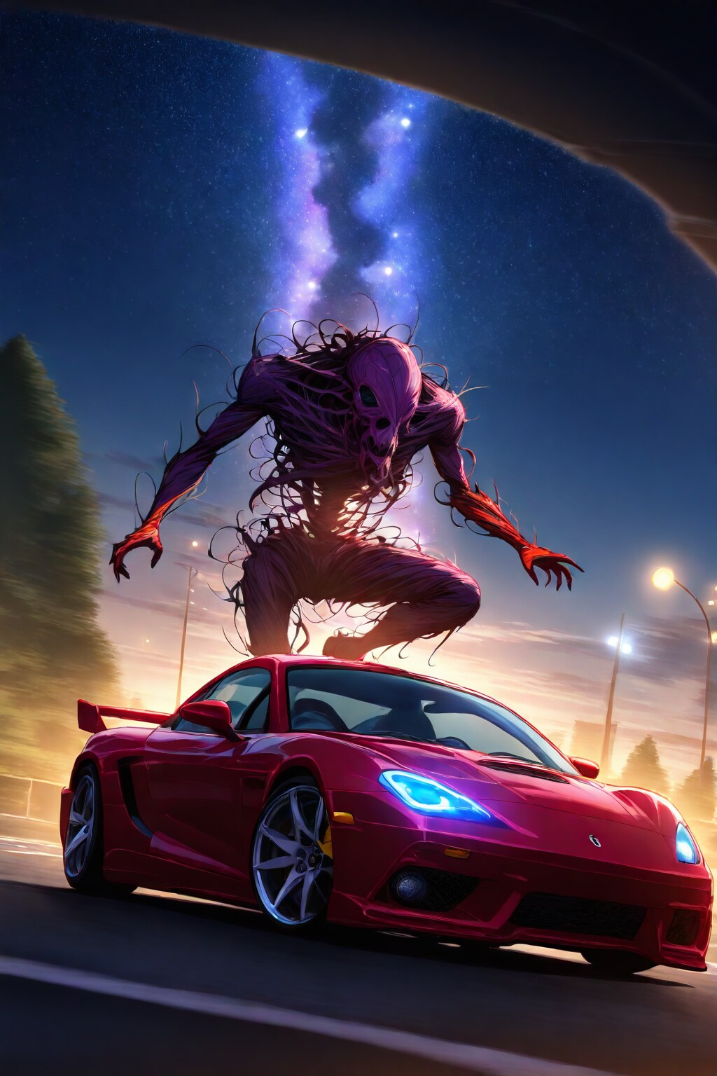 車の上に立つ怪物