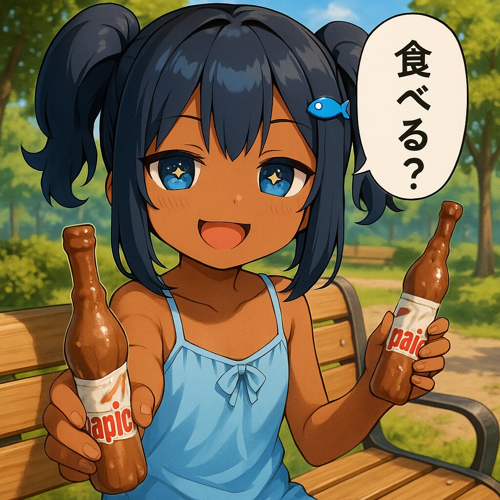 パピコを食べるこなつちゃん