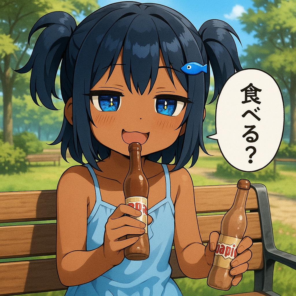 パピコを食べるこなつちゃん