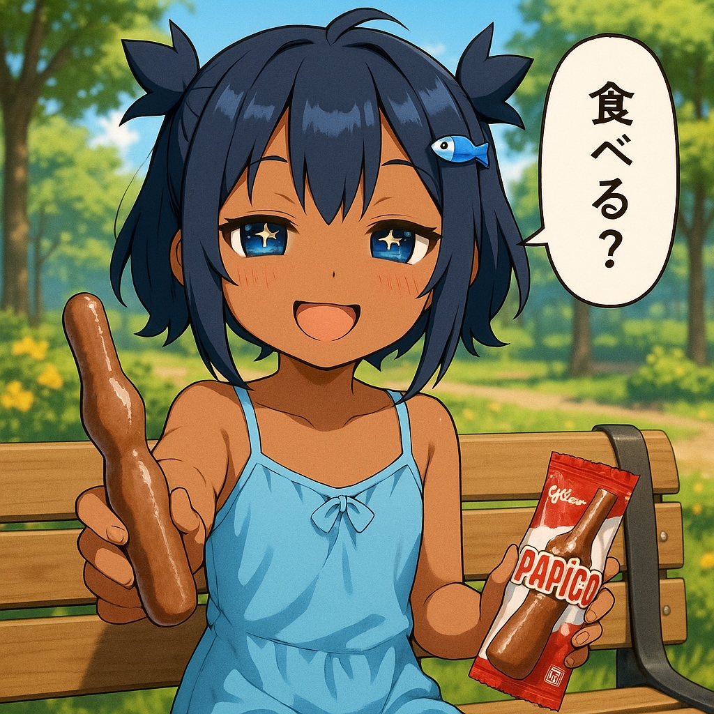 パピコを食べるこなつちゃん