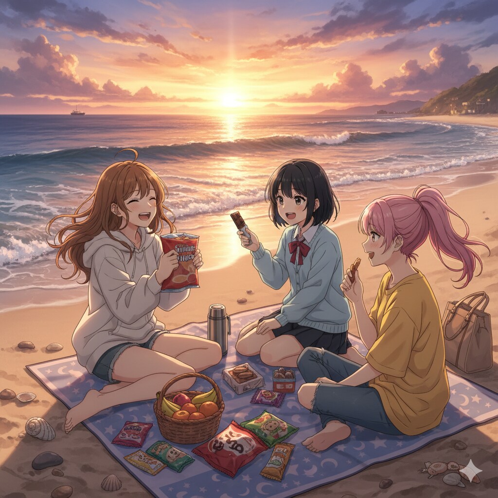 オレンジの空に、笑い声が跳ねる。 潮風がそれを拾って、 明日へと運んでいく。