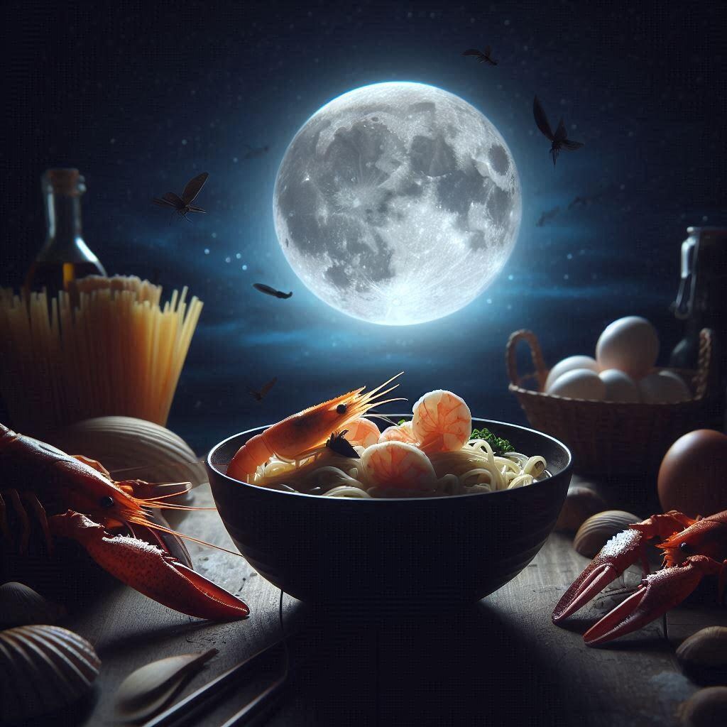 月夜のseafood noodle