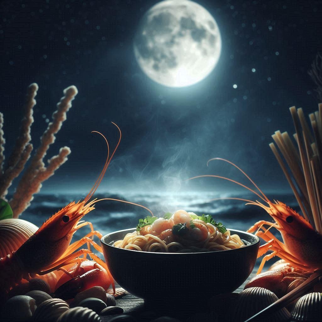 月夜のseafood noodle