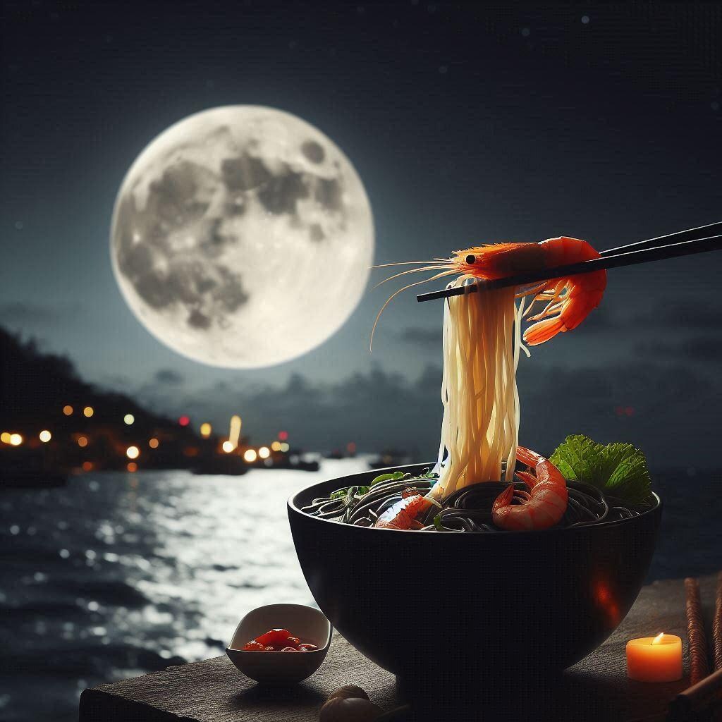 月夜のseafood noodle