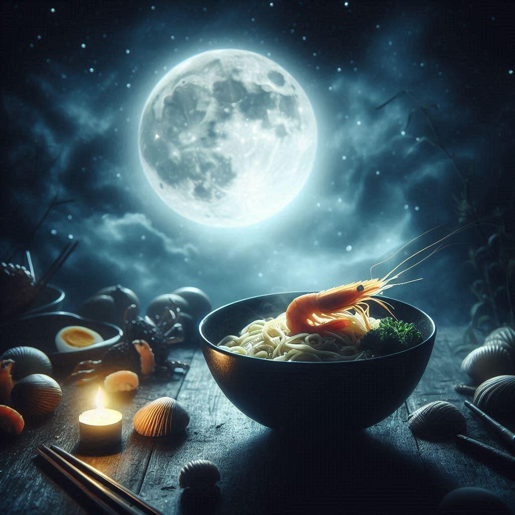 月夜のseafood noodle