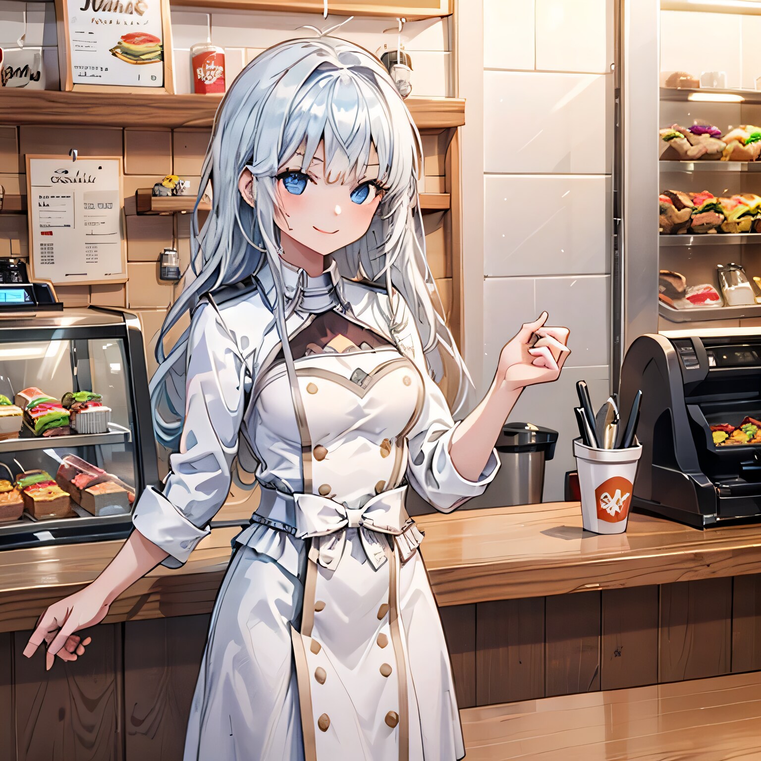 白髪ロングでクルーの少女２ | の人気AIイラスト・グラビア