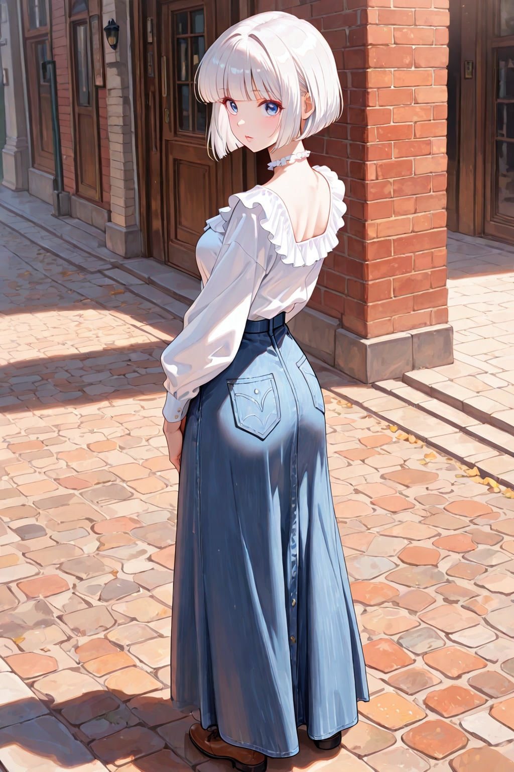 よその娘、「白髪光莉」デニムスカート