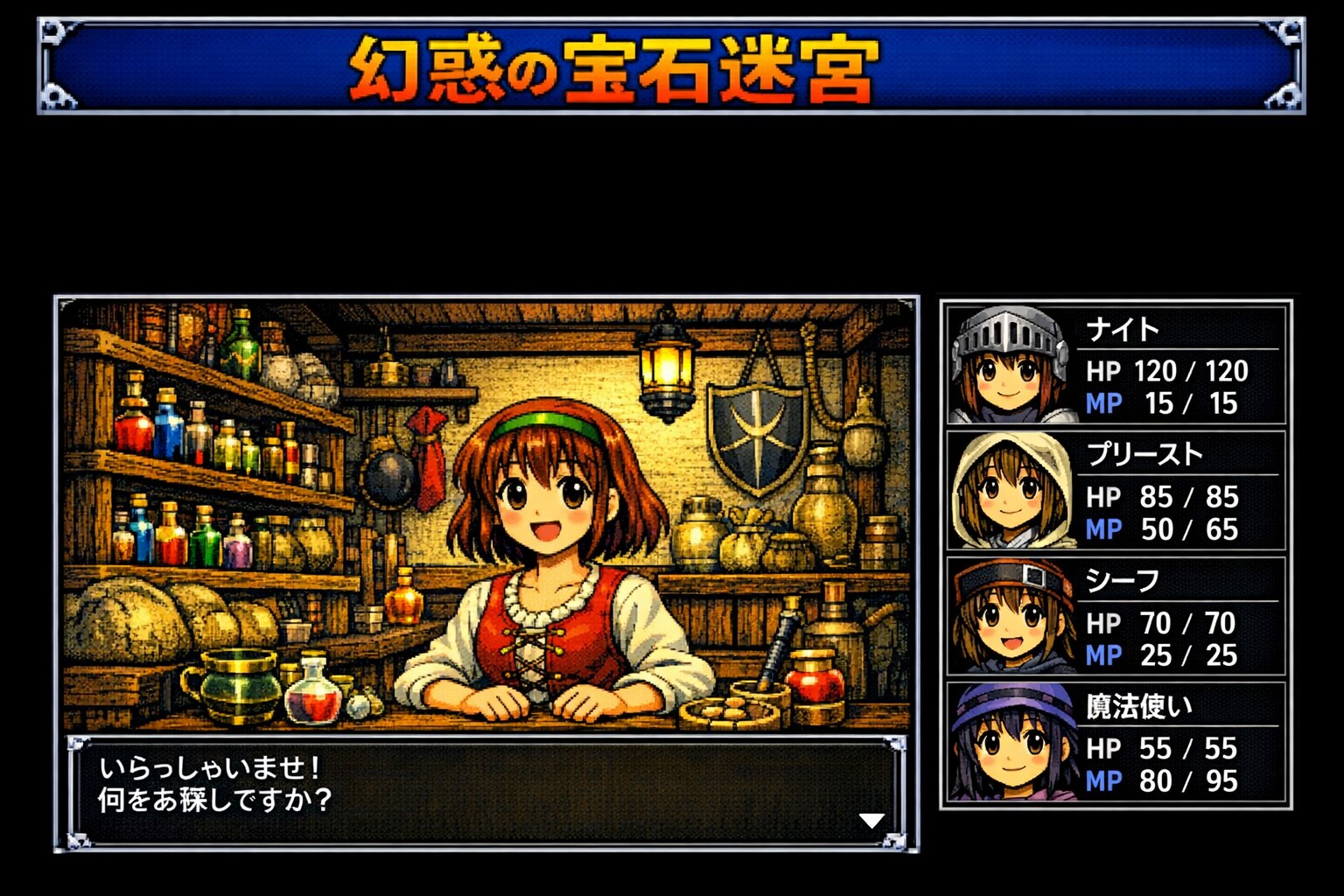 PC9801風のゲーム画面