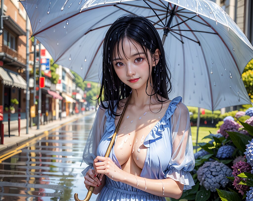 ☔雨に濡れる紫陽花通り☔