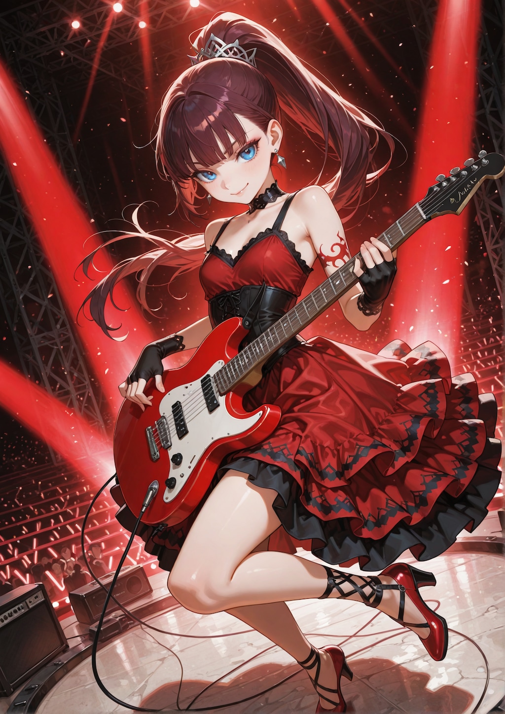 紅いステージドレス
