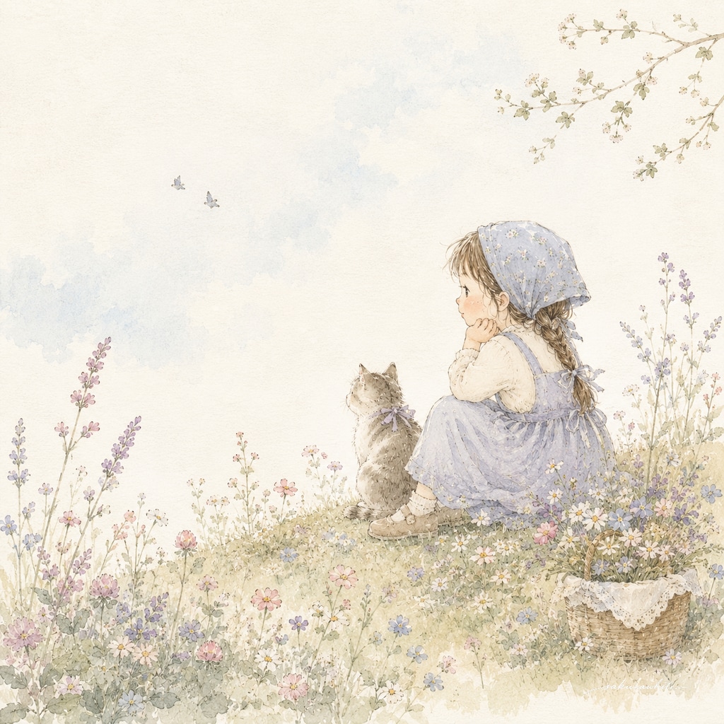 猫と花と