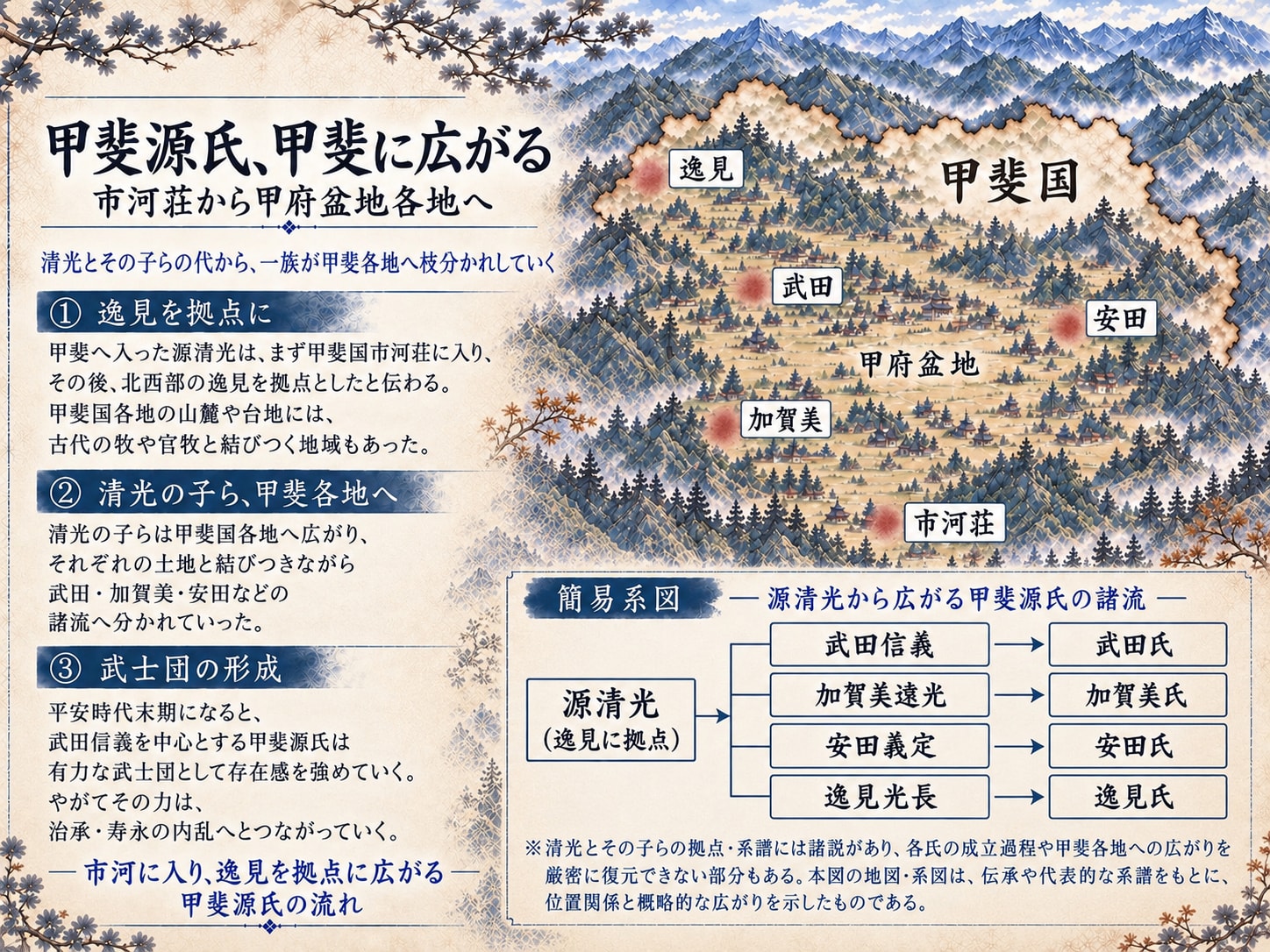 #8.5【補足編】甲斐源氏、甲斐に広がる｜市河荘から甲府盆地各地へ | の人気AIイラスト・グラビア
