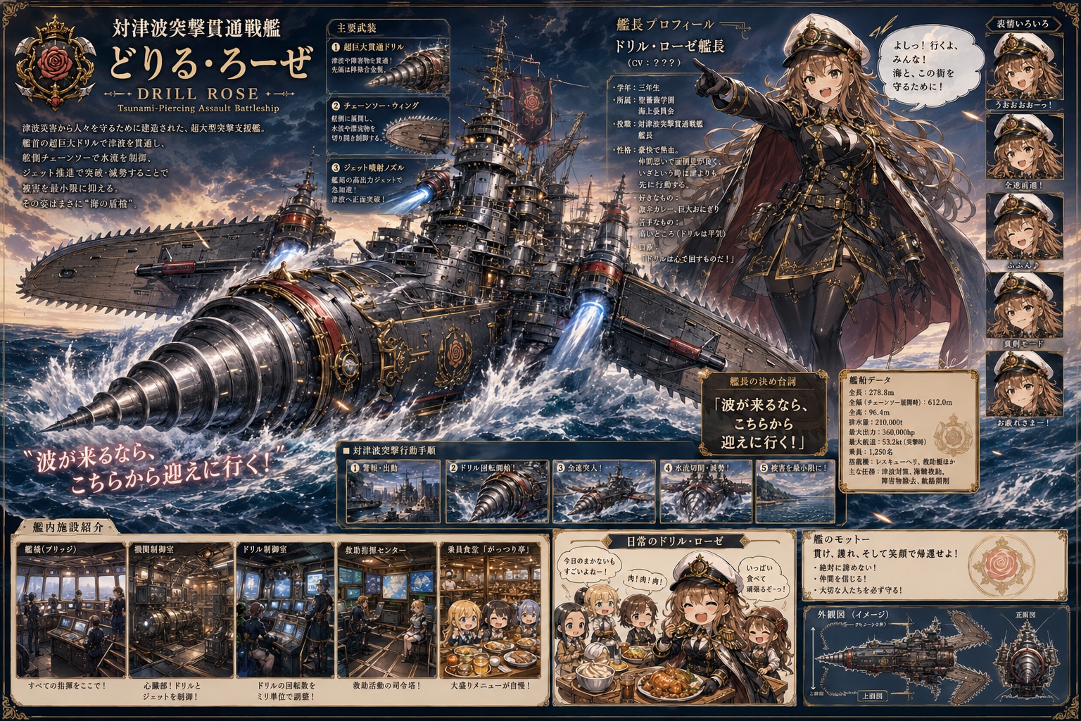 聖薔薇学園編〜対津波突撃貫通戦艦どりる・ろーぜ〜 | の人気AIイラスト・グラビア