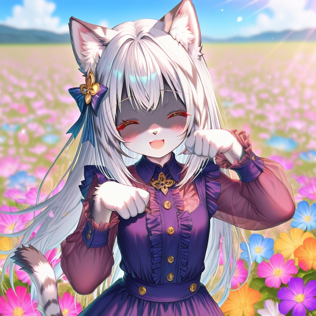 猫娘ちゃん達と花畑②