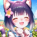 猫娘ちゃん達と花畑② 2枚目