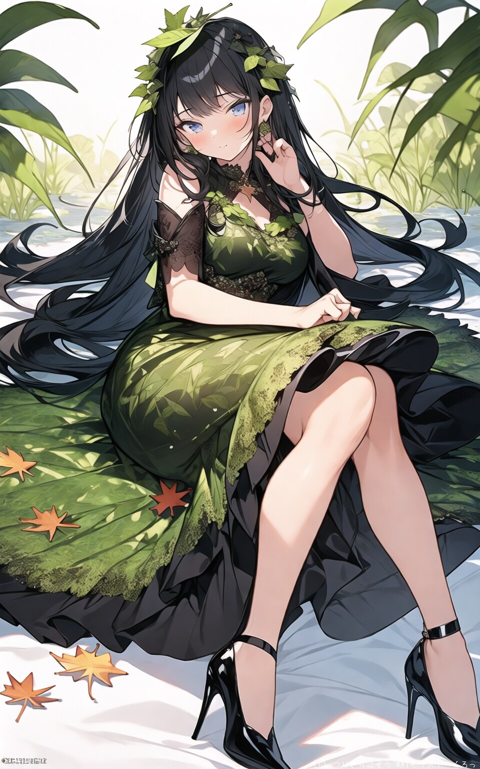 葉っぱをあしらったドレス