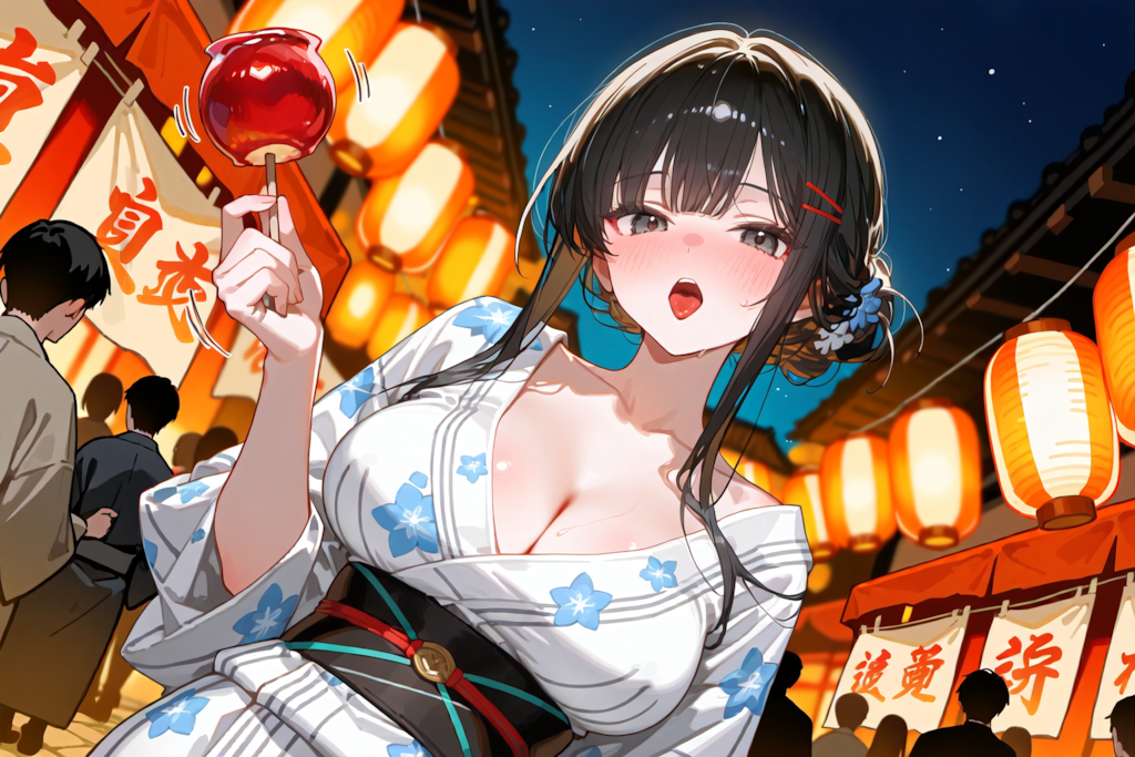 夏祭りとりんご飴