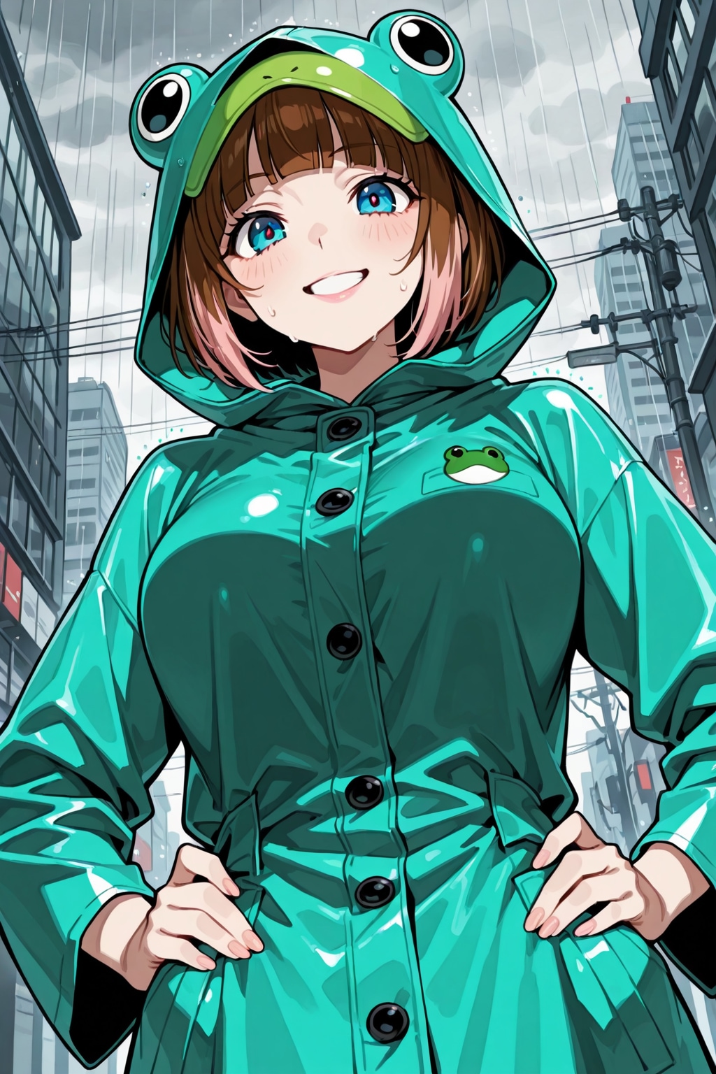 雨合羽の女の子