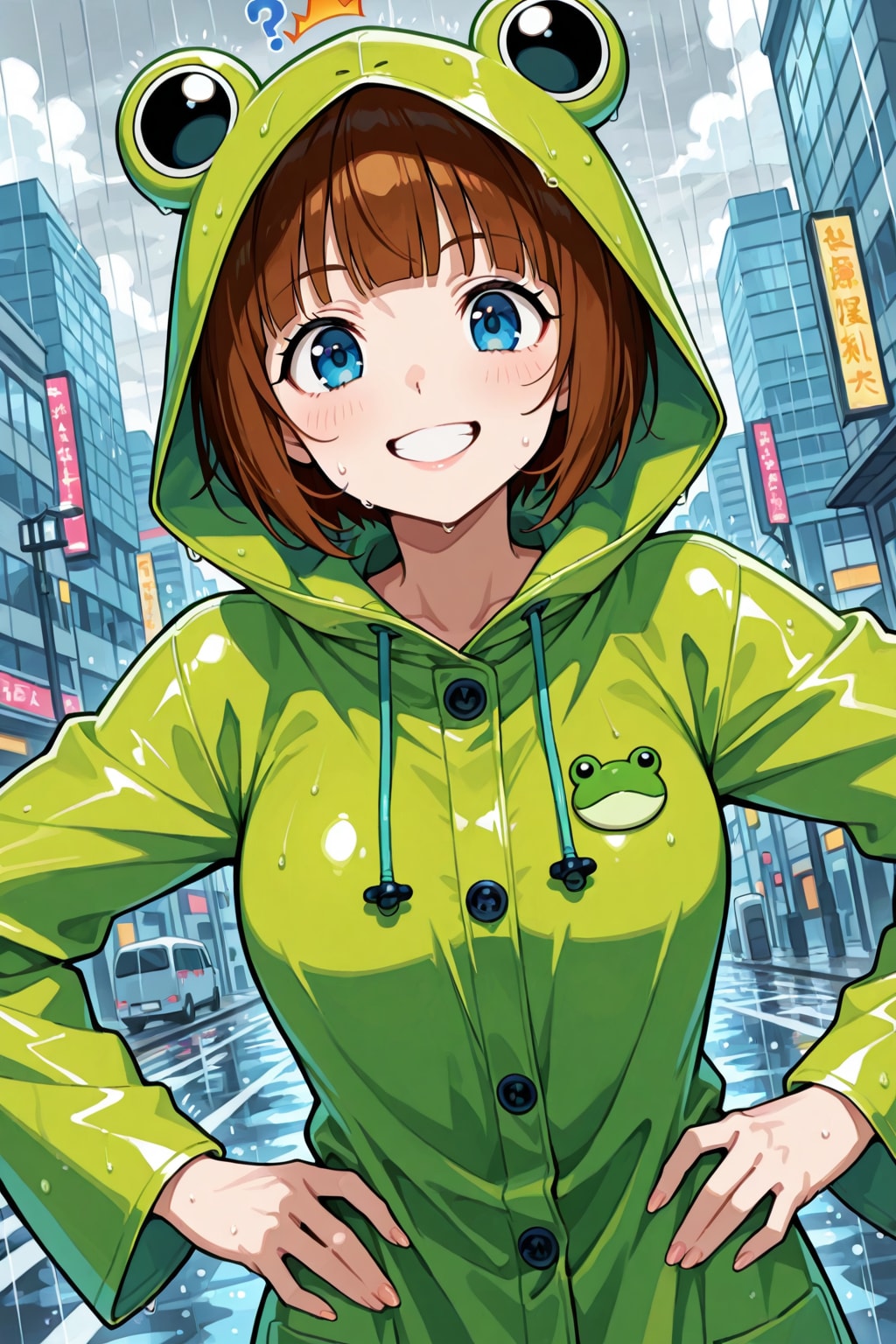 雨合羽の女の子